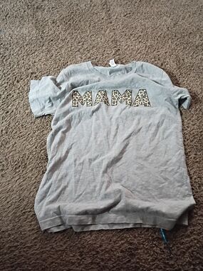 Bella Canvas Light Gray Tee with Leopard 'MAMA' Graphic